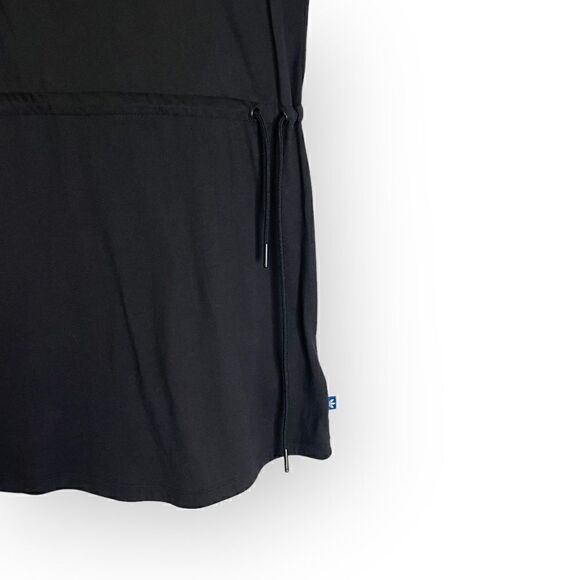 Adidas Black Ruffle Logo Blouson Mini Casual Tee Shirt Dress Drawstring Waist - Picture 9 of 10